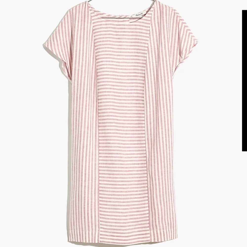 MADEWELL Stripe-Play Button-Back Dress MEDIUM